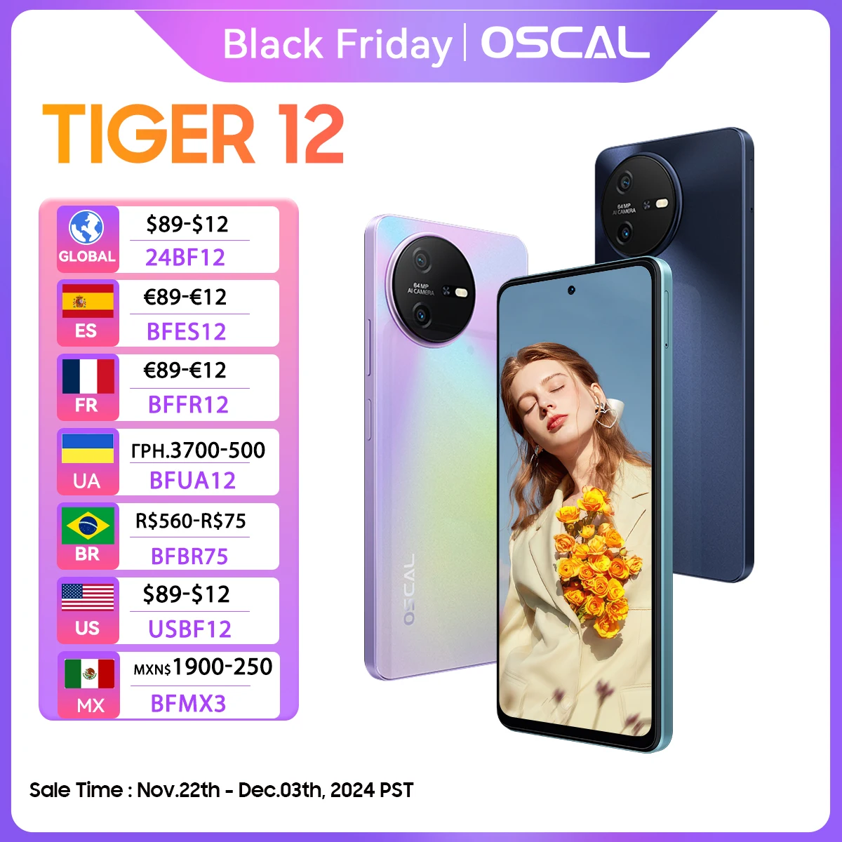 OSCAL-TIGER 12 هاتف ذكي ، أندرويد 13 ، هيليو G99 ، 6.78 "، 120Hz ، 2.4K عرض ، الهاتف الخليوي ، 24GB ، 256GB ، 64MP ، الهاتف المحمول ، العرض العالمي الأول