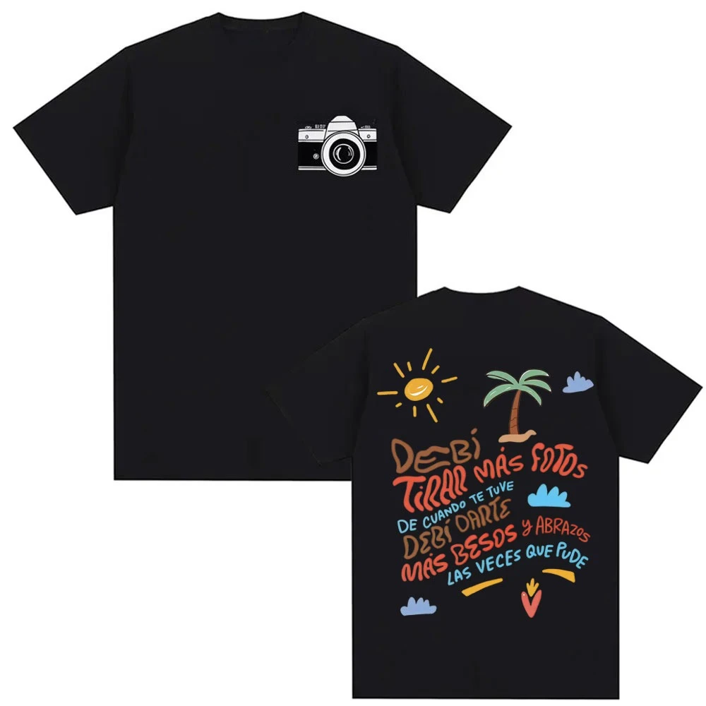 Bad Bunny Debi Tirar Mas Photo DTMF Album T-shirt Men's Women's Harajuku Style Short Sleeved Casual Cotton Oversized T-shirt