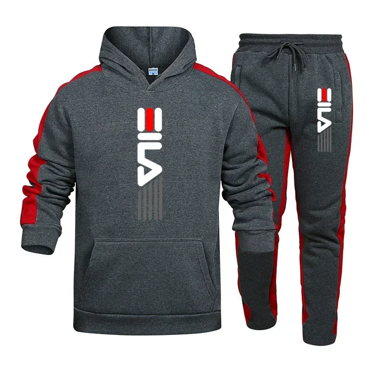 2023 Hot Sale Mens Tracksuit Hooded Sweatshirts and Jogger Pants High Quality Gym Outfits Autumn Winter Casual Sports Hoodie Set