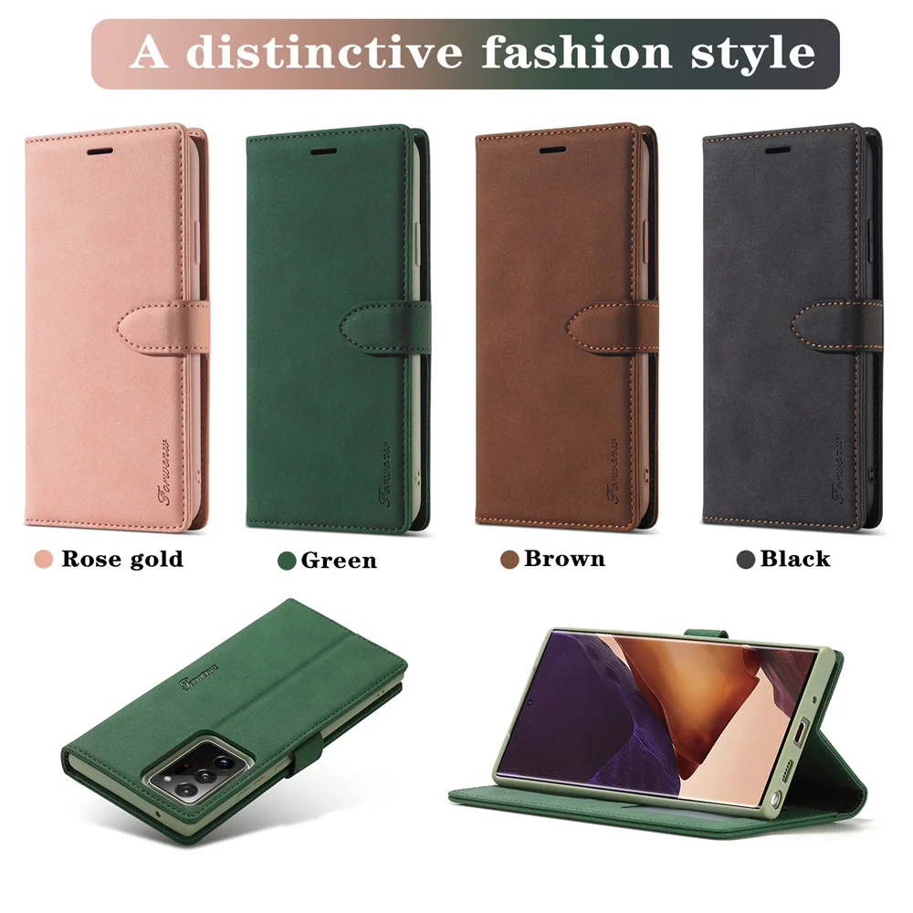 

Forwenw Luxury Plain Leather Case for Samsung Galaxy Note 20 Ultra Note 10 Note 9 Note 8 Shockproof Magnetic Clasp Flip Cover