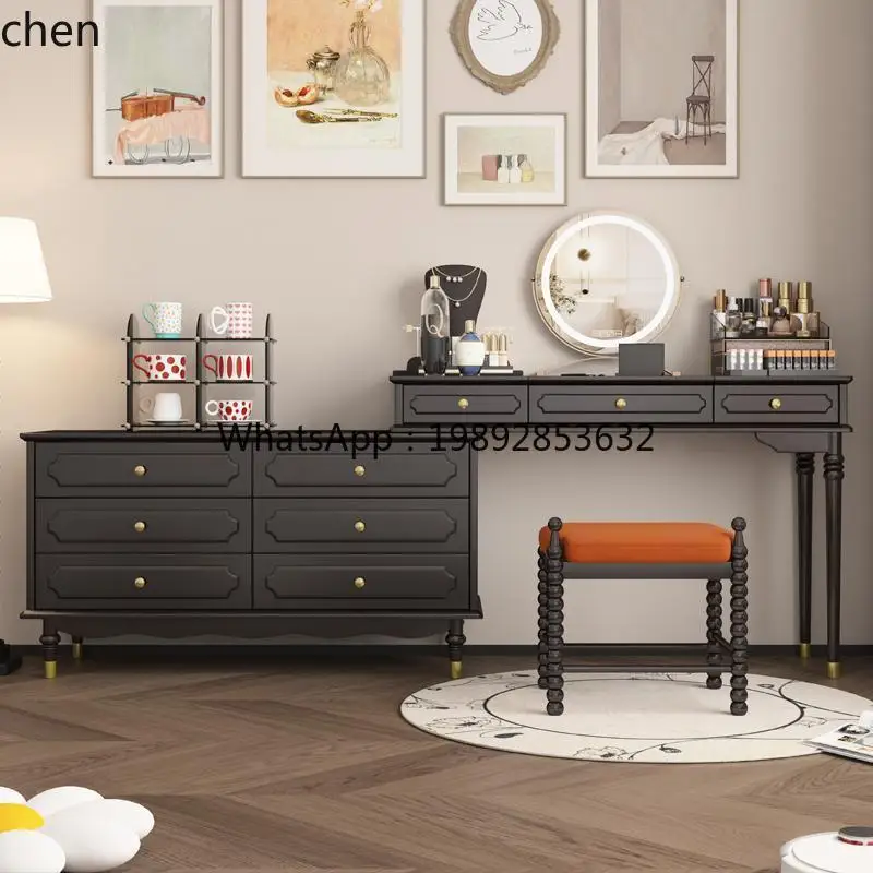 All Solid Wood Dressing Table Chest of Drawers Integrated Bedroom Modern Minimalist Storage Cabinet