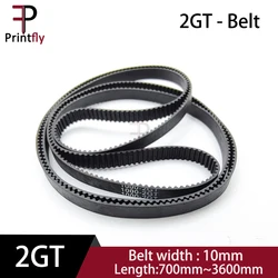 Printfly 2GT 2M GT2 타이밍 벨트 피치 길이 ​ 640/700/710/752/760/800~1000/1250/2500/3000/3230/3600 폭 10mm 고무 폐쇄형
