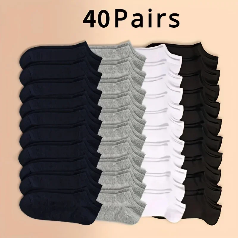 

10 or 20 or 40 Pairs Unisex Solid Cotton Socks Men Women Low Cut Ankle Socks Bulk Black White Grey Socks Soft Lightweight