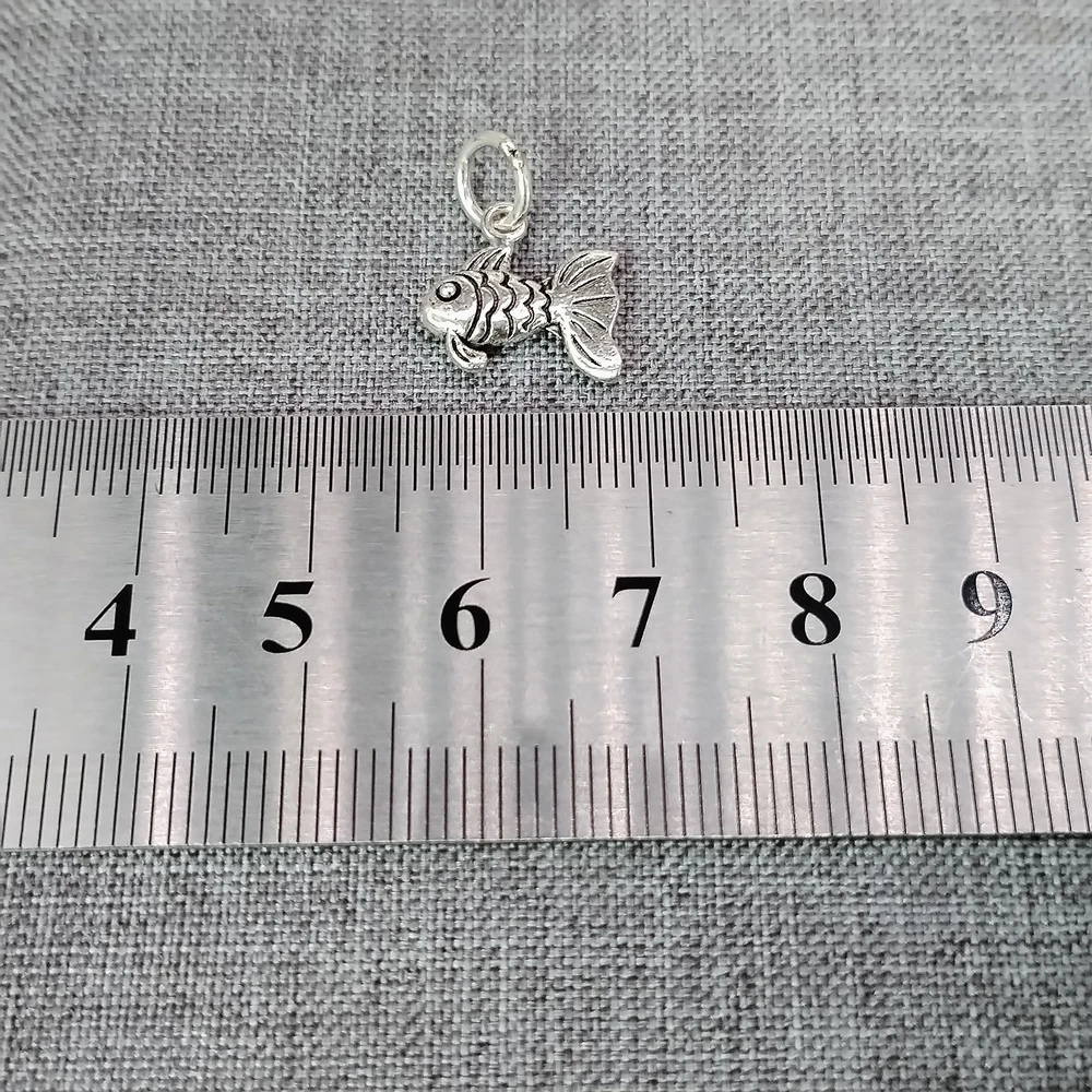 1 Piece of 925 Sterling Silver Small Fish Charms 2-Sided Ocean Sea Pendant for Bracelet Necklace