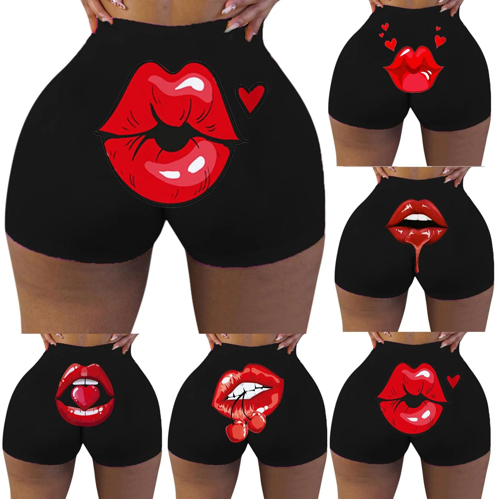 

New HOT 3D Print Vermilion Lips Shorts Leggings Sport Women Fitness Sexy High Waist Yoga Pants Tights Running Workout Gym Leggin