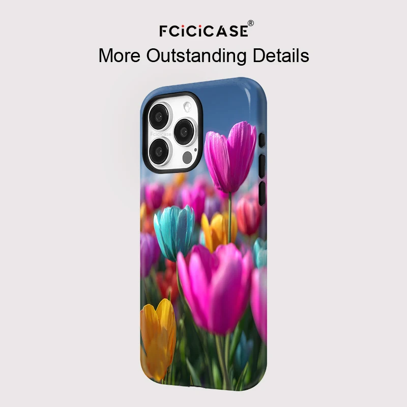 Fcicicase ل MagSafe حافظة هاتف مغناطيسية آيفون 16 17 برو ماكس 15 14 زائد 13 12 11 شحن لاسلكي غطاء زهرة التوليب