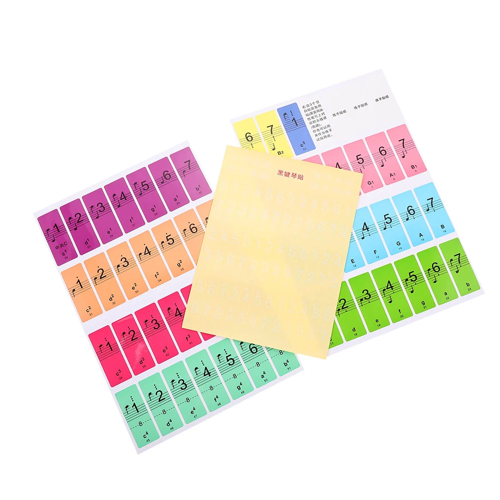 

3 Sheets Colorful Keyboard Stickers Piano Labels Removable Paper Adhesive Child