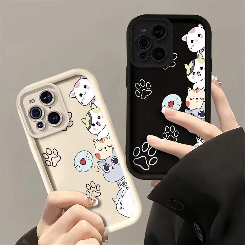 Cute Cat Silicone Case For OPPO Find X3 X5 X2 X3 Lite F11 F21 F19 Pro F23 Cartoon Shockproof Soft Cover Coque