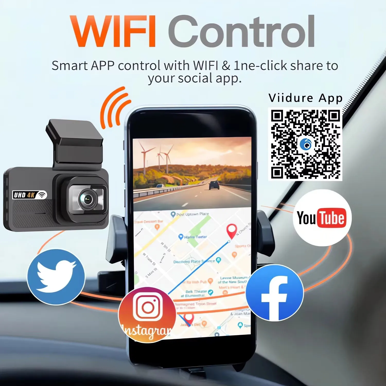 4K+2.5K Dash Cam WIFI ADAS GPS Car DVR Camera Dual Lens Dashcam Video AI Driver Assistance  Drive Recorder Registrar Black Box view 4