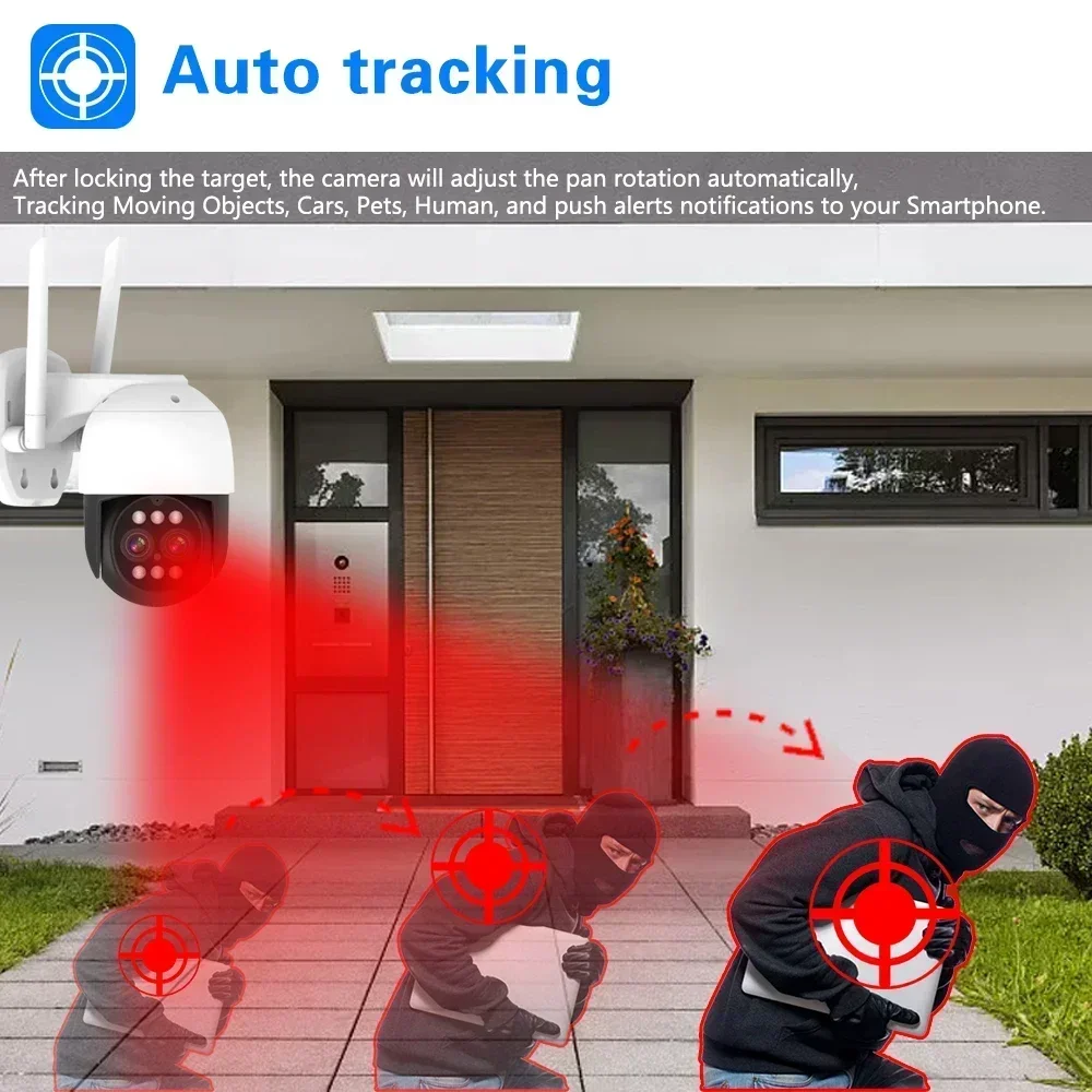 8MP 4K 10X Zoom Wifi PTZ-camera Sterrenlicht Nachtzicht Surveillance Outdoor IP-camera Tweeweg audio Auto Tracking Draadloze camera