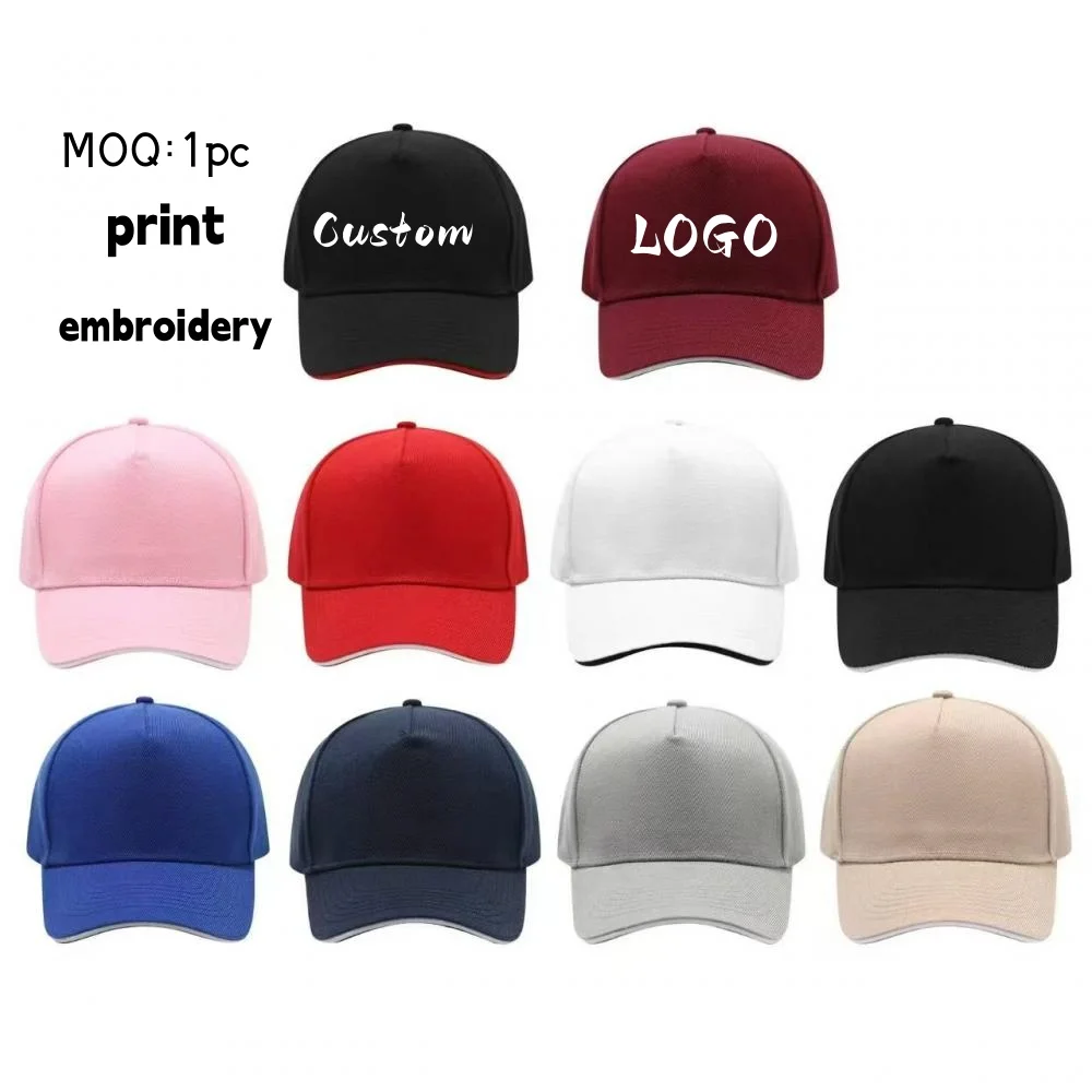Unisex Embroidery Logo Baseball Cap Adult Custom Brand Logo Plain 5 panel Blank Sport Hat Basic Gorras Casquette