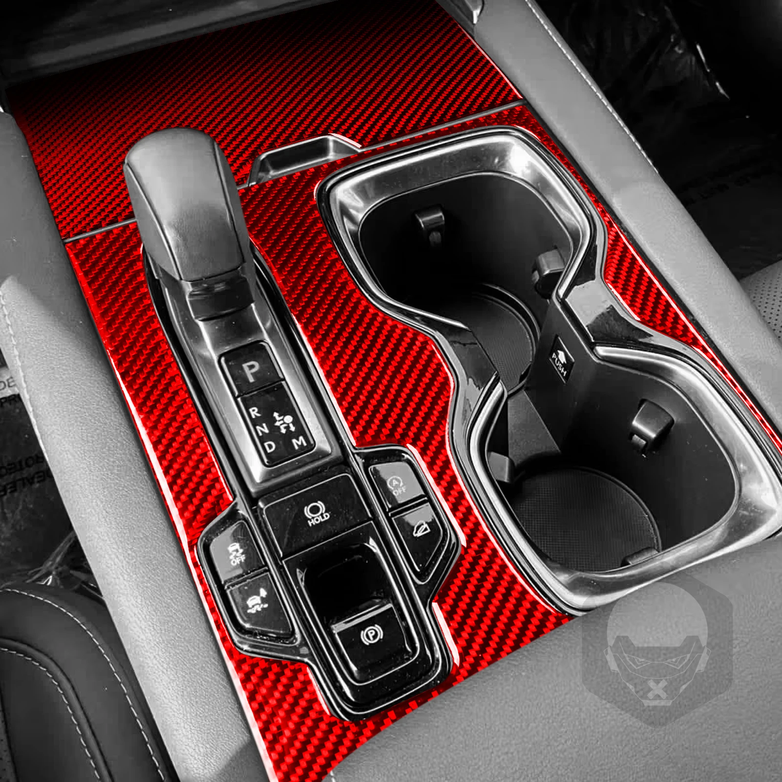 ألياف الكربون الحقيقية اكسسوارات السيارات والعتاد التحول الأحمر غطاء الكسوة لينة ملصق لكزس RX300 RX350h RX500h 2023 2024 2025 2026 #2