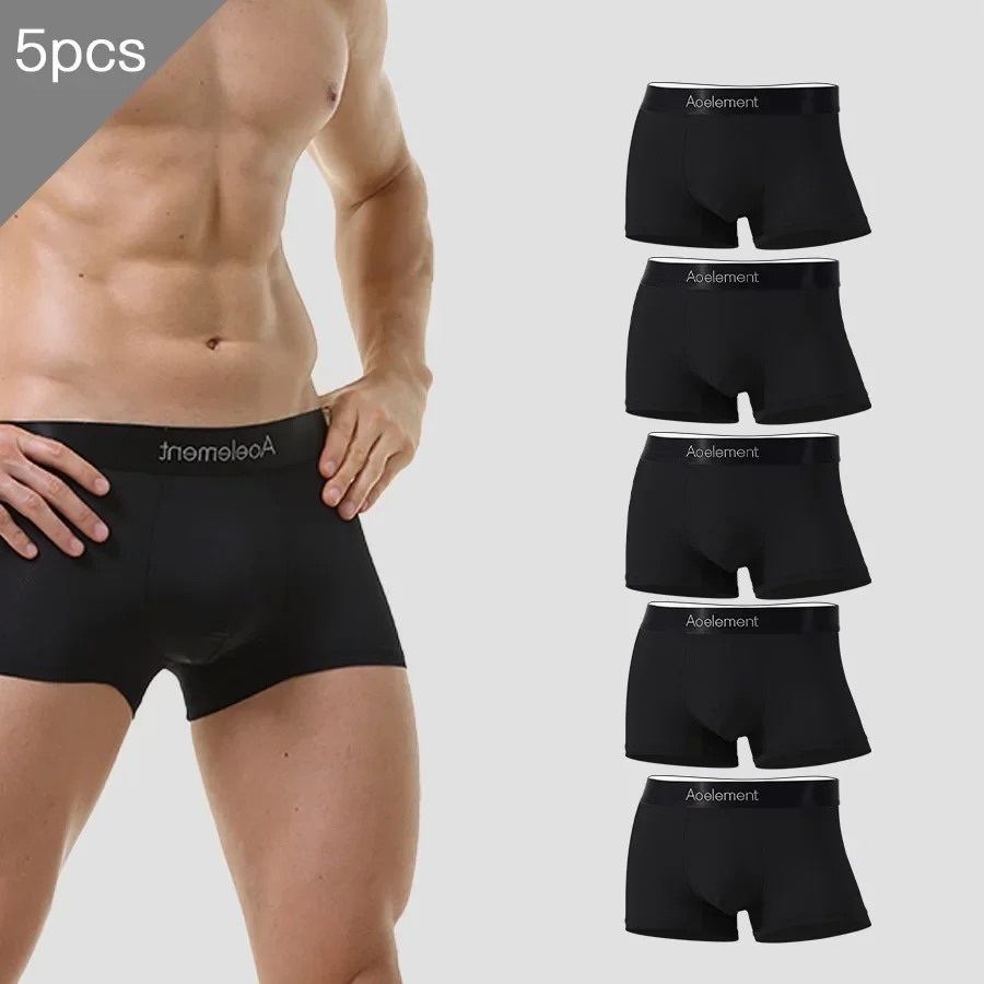 

5 шт. Мужские трусы, мужские боксеры, боксеры из ледяного шелка, тонкие и дышащие, летние трусы, спортивные, модные, сексуальные