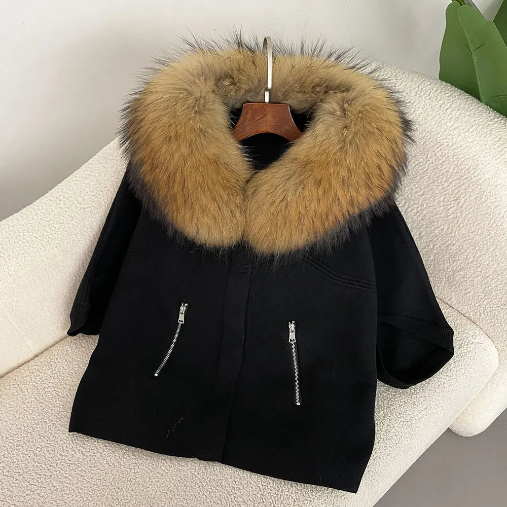 Jaqueta de Pele de Raposa Natural, Suéter Tricotado, Casaco de Pele Real, Cardigã de Inverno, Roupas Exteriores para Mulheres, Moda Europeia Outono 2026