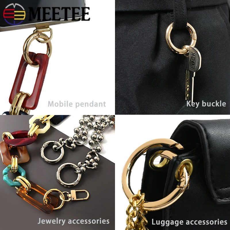 

10Pcs 10-50mm Metal Buckles O Ring Spring Clasp Keychain Openable Round Carabiner Clips Backpack Snap Hook DIY Bag Accessories
