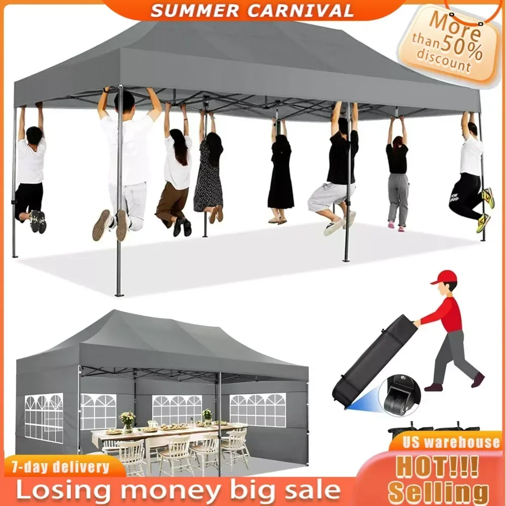 

10x20 Pop up Heavy Duty Canopy Tent with 6 sidewalls Commercial Heavy Duty Tent UPF 50+ All Weather Waterproof Outdoor Wedding