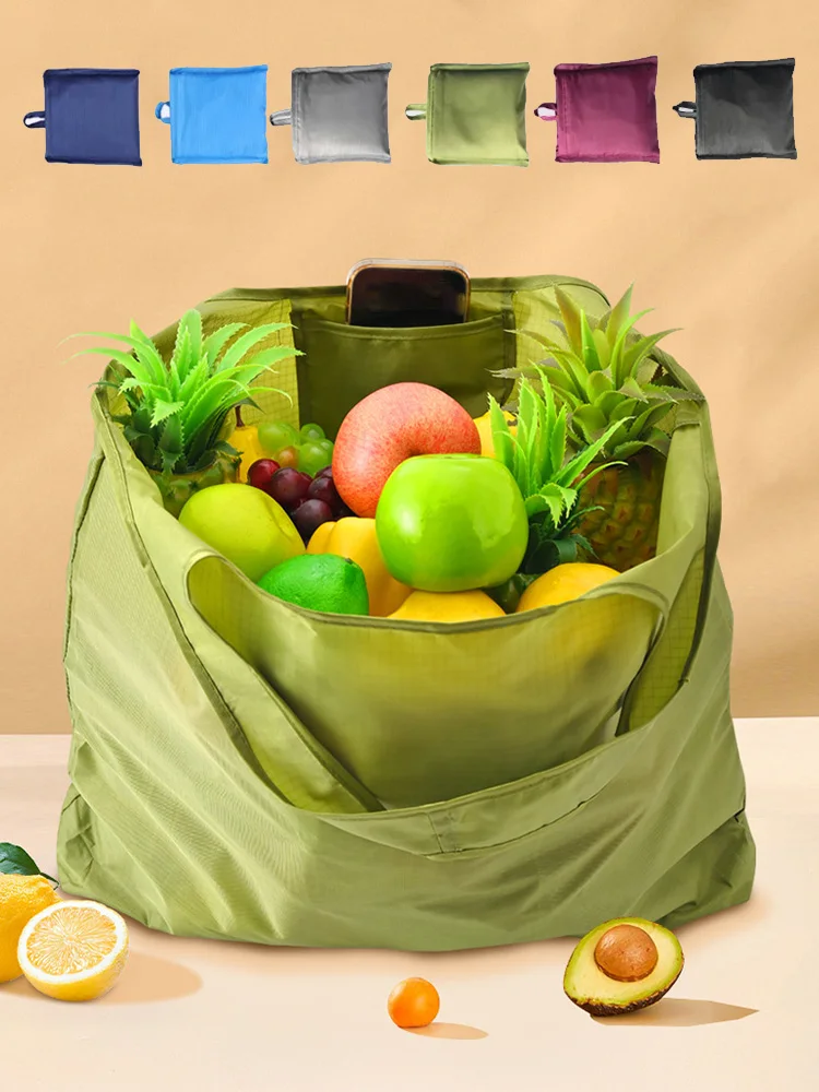 

Waterproof Oxford Cloth Folding Shopping Bags Big Eco-friendly Portable Shoulder Handbag For Travel Grocery Solid Grocery Bag