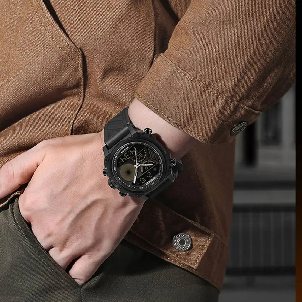 

Waterproof Men's Quartz Watch Noctilucent Big Dial Sports Electronic Watch Creative Dual Display Noctilucent Wristwatch Gift