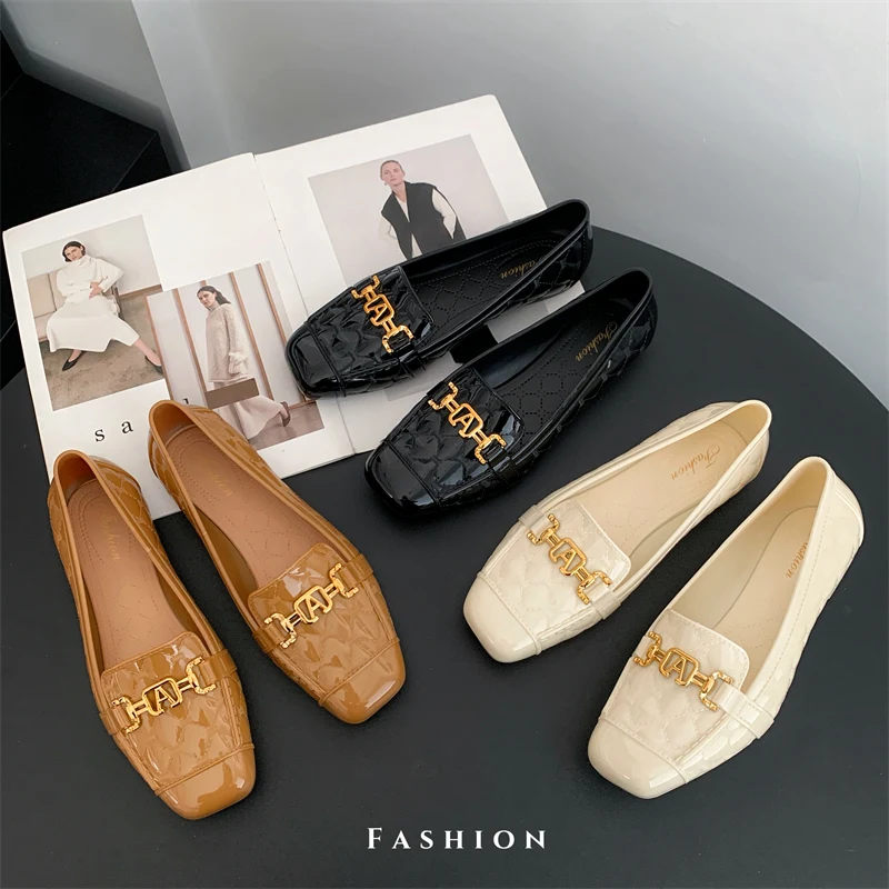 Loafers for Women, Spring and Autumn Styles, Fashionable White-Collar Soft-Soled Women's Flat Slippers, Versatile Trendy Shallow Slippers