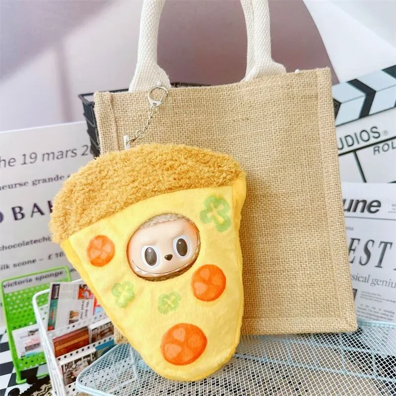 

Labubu Clothes For 15/17cm Doll Cute Tomato Pizza Hanging Ornament Protective Storage Bag Plush Cotton Idol Doll DIY Accessories