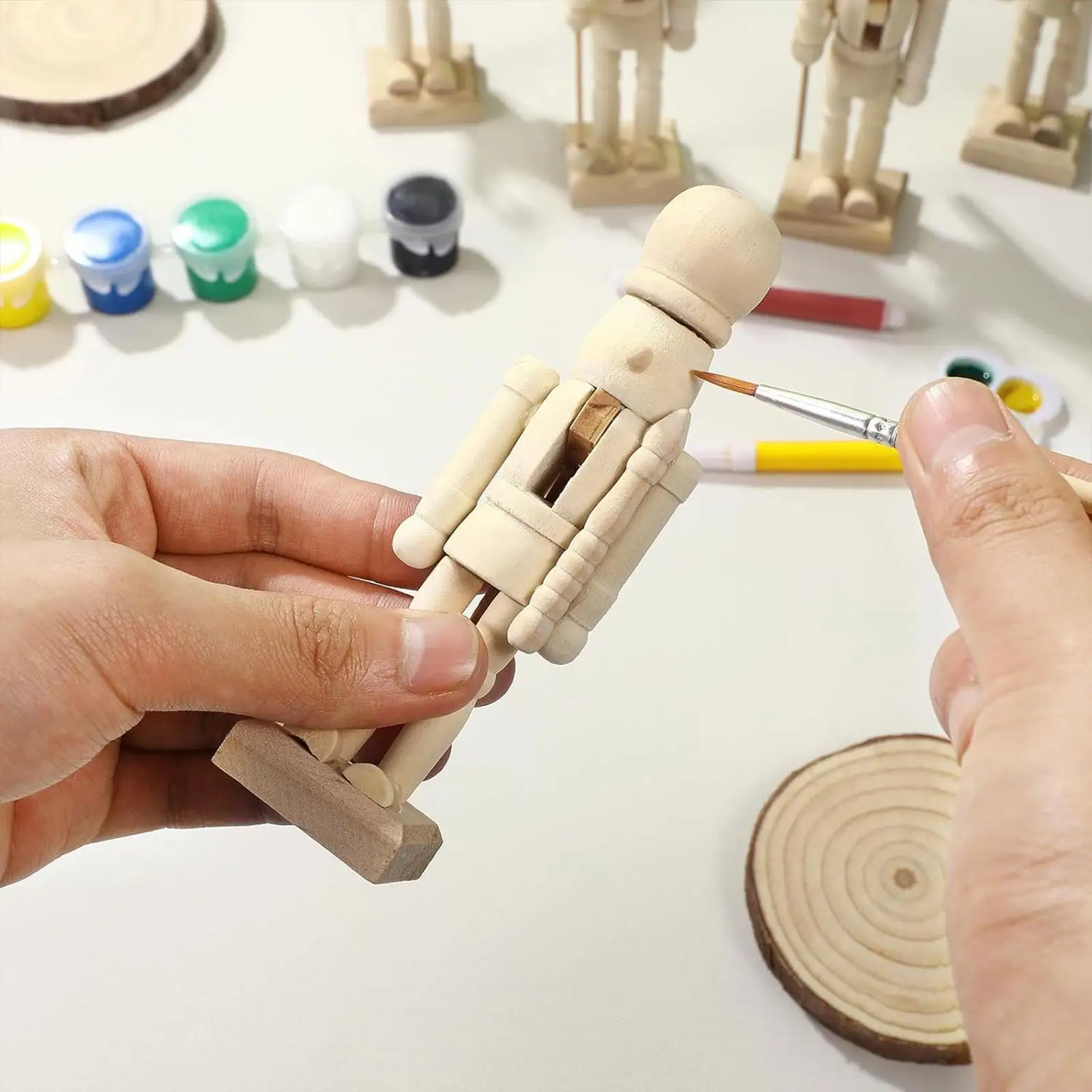 6x DIY Wooden Christmas Nutcrackers Wood Sculpture Blank Nutcracker Figurines Xmas Decor for Holiday Entrance Home Office Table