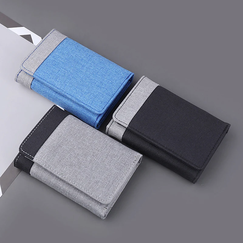 Canvas Wallet Men's Multi Functional Short Student Small Money Clip Card Bag Minimalist Contrast Denim Three Fold Wallet