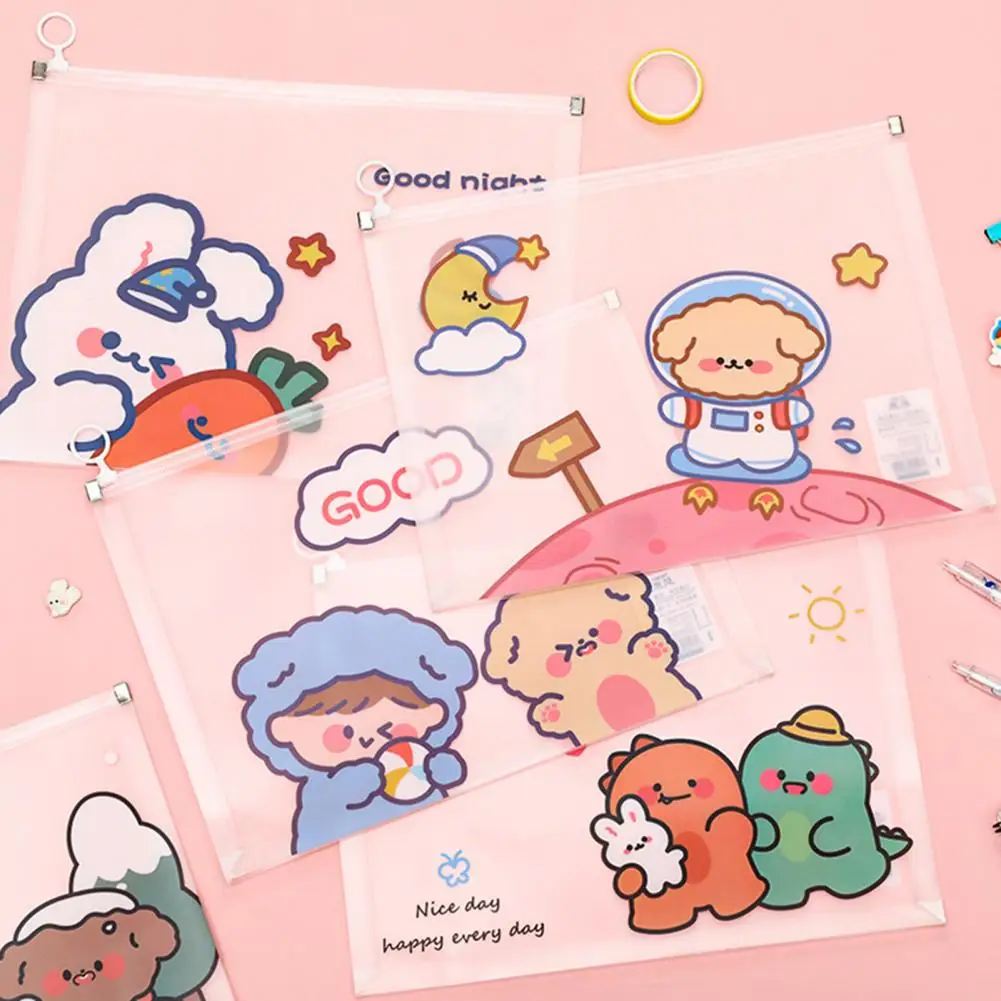 Datei Veranstalter Hohe Kapazität Multifunktionale Wasserdicht Transparent Visuelle Cartoon Tier Student A4 Zipper Tasche Schule Liefert