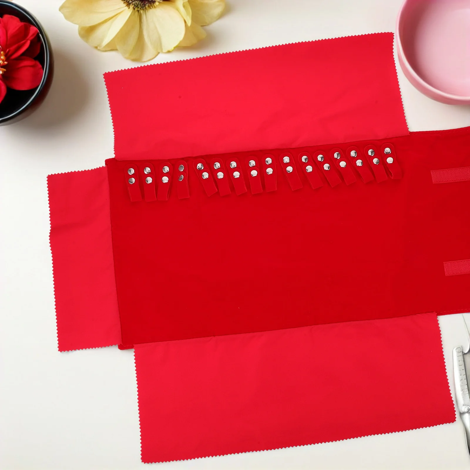 

Jewelry Storage Roll Bag Necklace Packing Jewellery Wrap Bags Pouch Organizer Red Travel