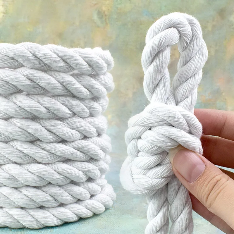 

10M 5-20mm White Cotton Rope 3 Shares Twisted Macrame Clothes Cord Belt Bag Braided Drawstring Ropes DIY Sewing Accessories