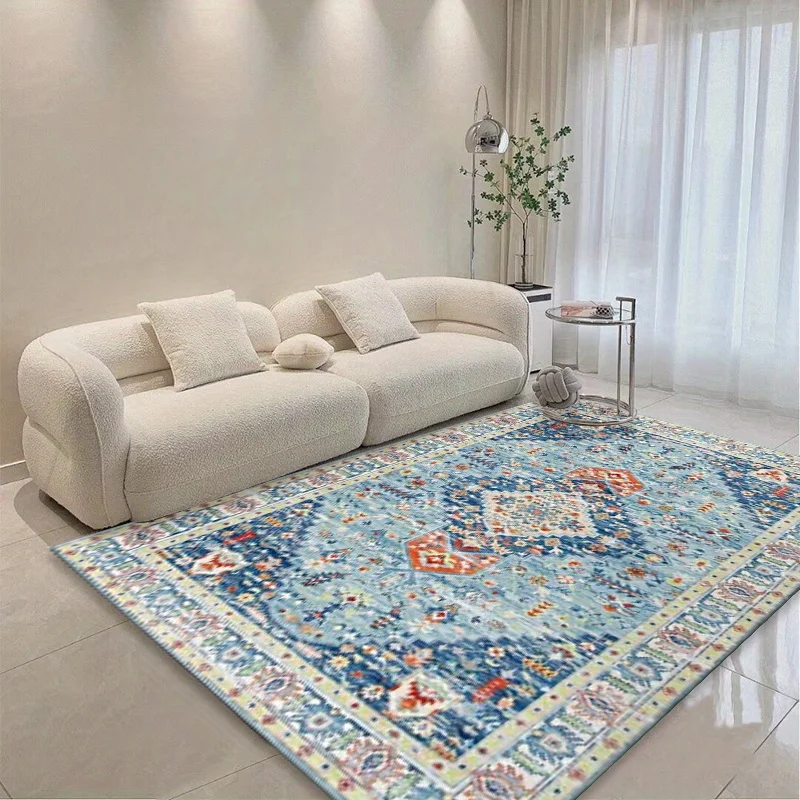 Vintage Boho Area Rug Soft and Thickened Crystal Velvet Floor Mat Anti-fatigue Shaggy Floor Carpet Non-Slip Machine Wash Y2k