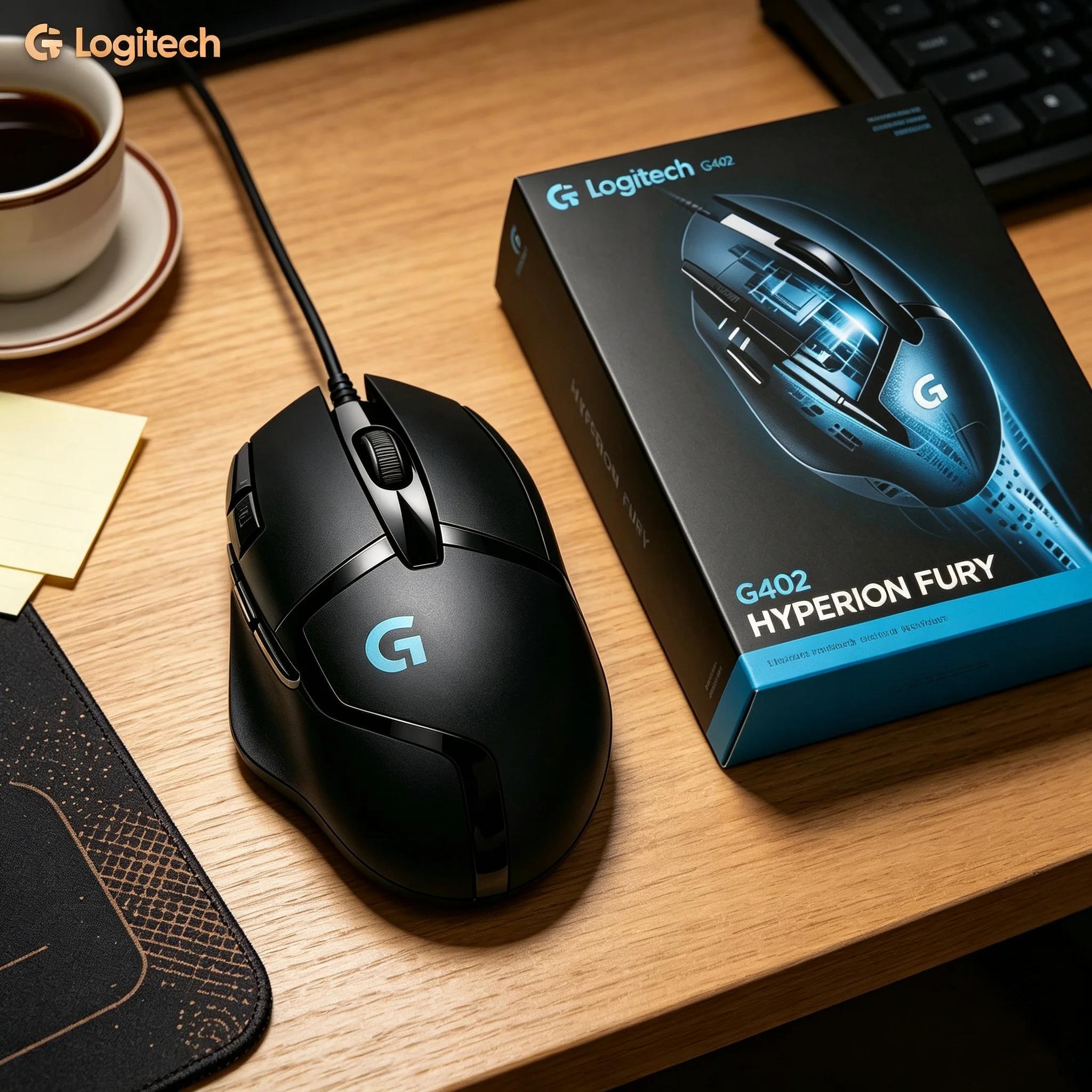 Logitech G402 USB Computer Mouse for Gaming & Office, Custom Macro Setting, Anti‑Wear Button Structure, High Precision Optical T