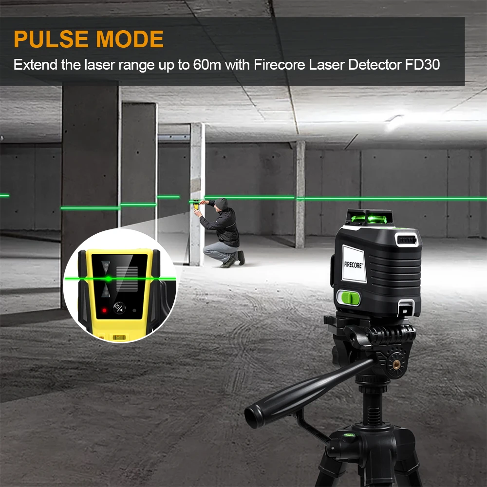 FIRECORE 360 Laser Level 12 Lines 3D Self-Leveling Horizontal&Vertical Cross Lines Super Powerful Green Laser Level Tool G50