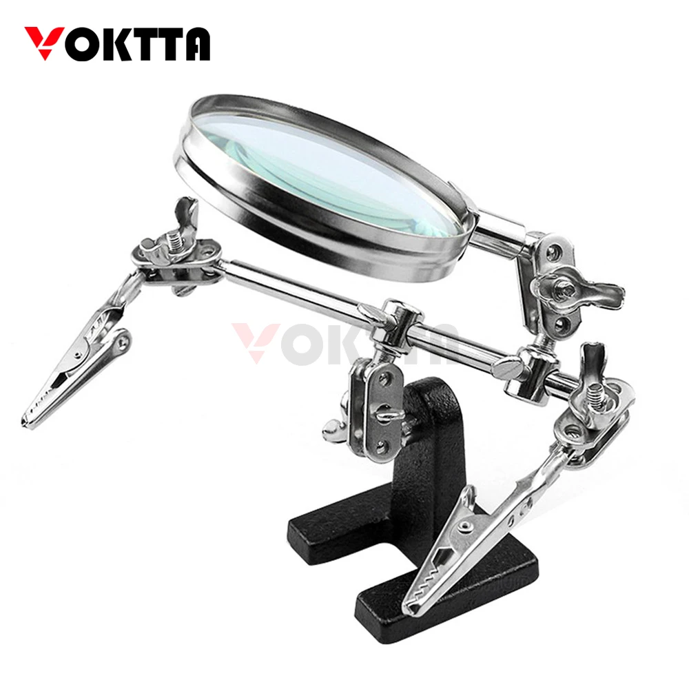 Auxiliary Clip Loupe Welding Magnifying Glass Three-handed 5X Magnifying Glass Magnifying Glass Welding Soldering Repair Tool