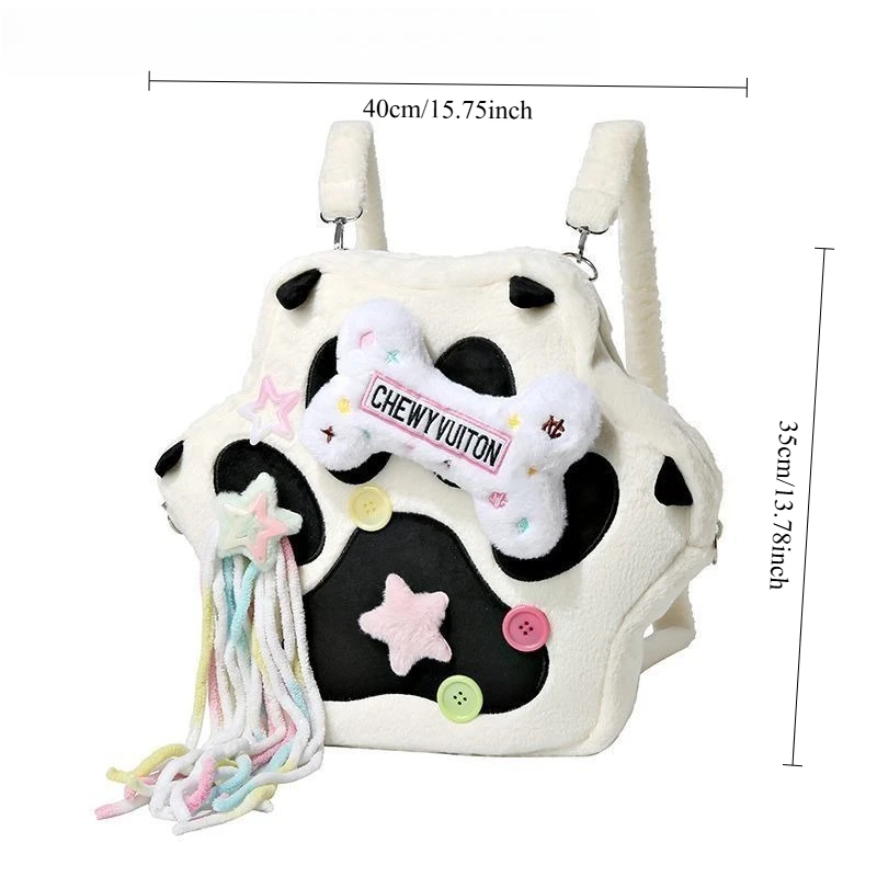 حقيبة كتف متخصصة سداسية شخصية Y2K بقرة قطيفة للخريف والشتاء حقيبة ظهر على الطراز الحلو حقيبة كتف نسائية لطيفة