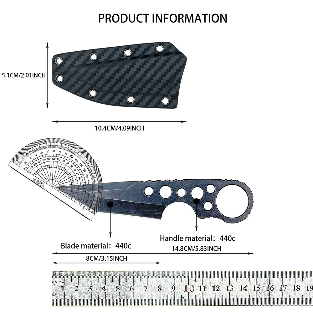 All 440c Mini Straight Knife with Sheath Portable EDC Cutter Wilderness Camping Trekking Climbing Backpacking Outdoor Essentials view 6