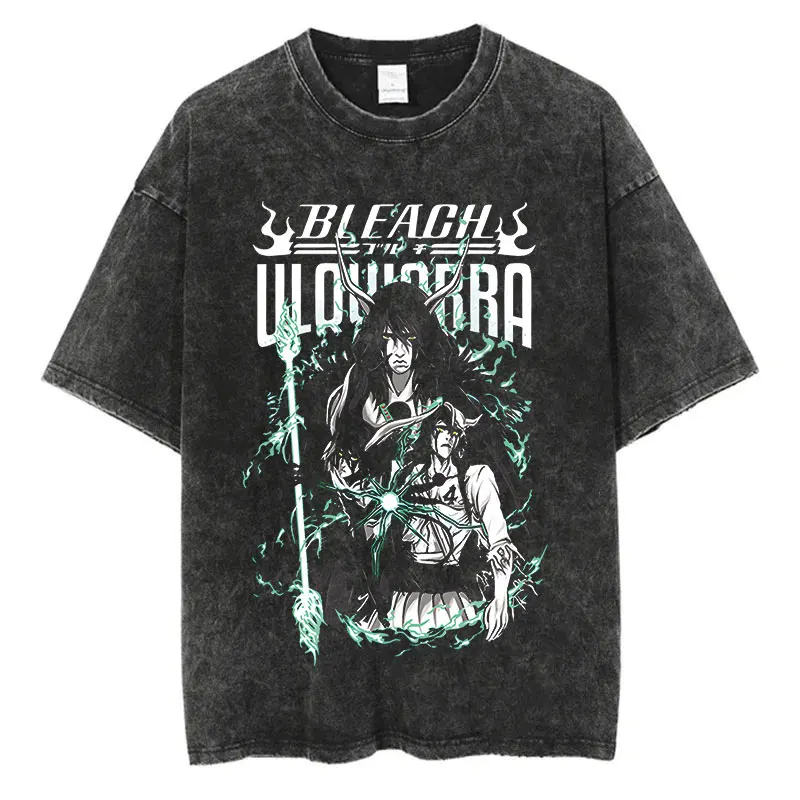 

Anime Bleach Washed Tshirt Harajuku Streetwear Vintage Graphic T-Shirt Summer Hip Hop Short Sleeve Cotton Men Women Top Tee