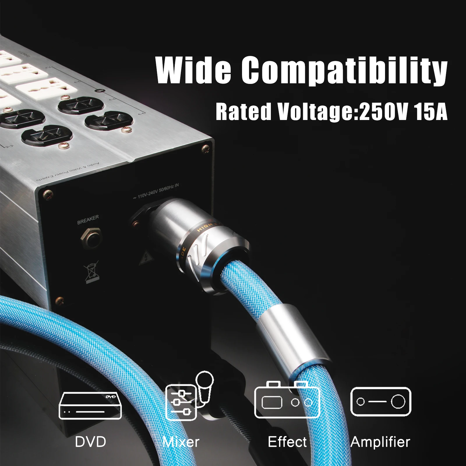 HIFI Power Cable Audiophile HiFi EMC Shield AC Power Cord Silver Plated EU/US Power Cord EU Schuko Power Cable