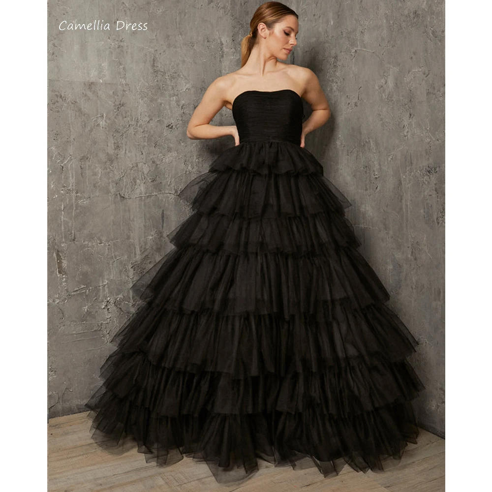 New Ballgown Evening Dresses Romantic Strapless Luxury Evening Dresses 2023 Sleeveless Tulle Wedding Party Dress فساتين السهرة