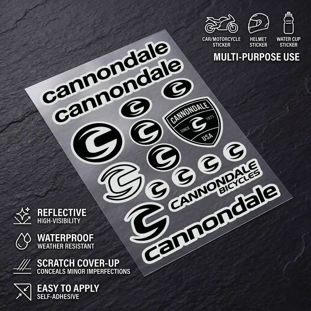 

FOR Cannondale High Visibility Reflective Waterproof Decal Scratch Hide Sticker Fit Car Motorcycle Helmet Refrigerator