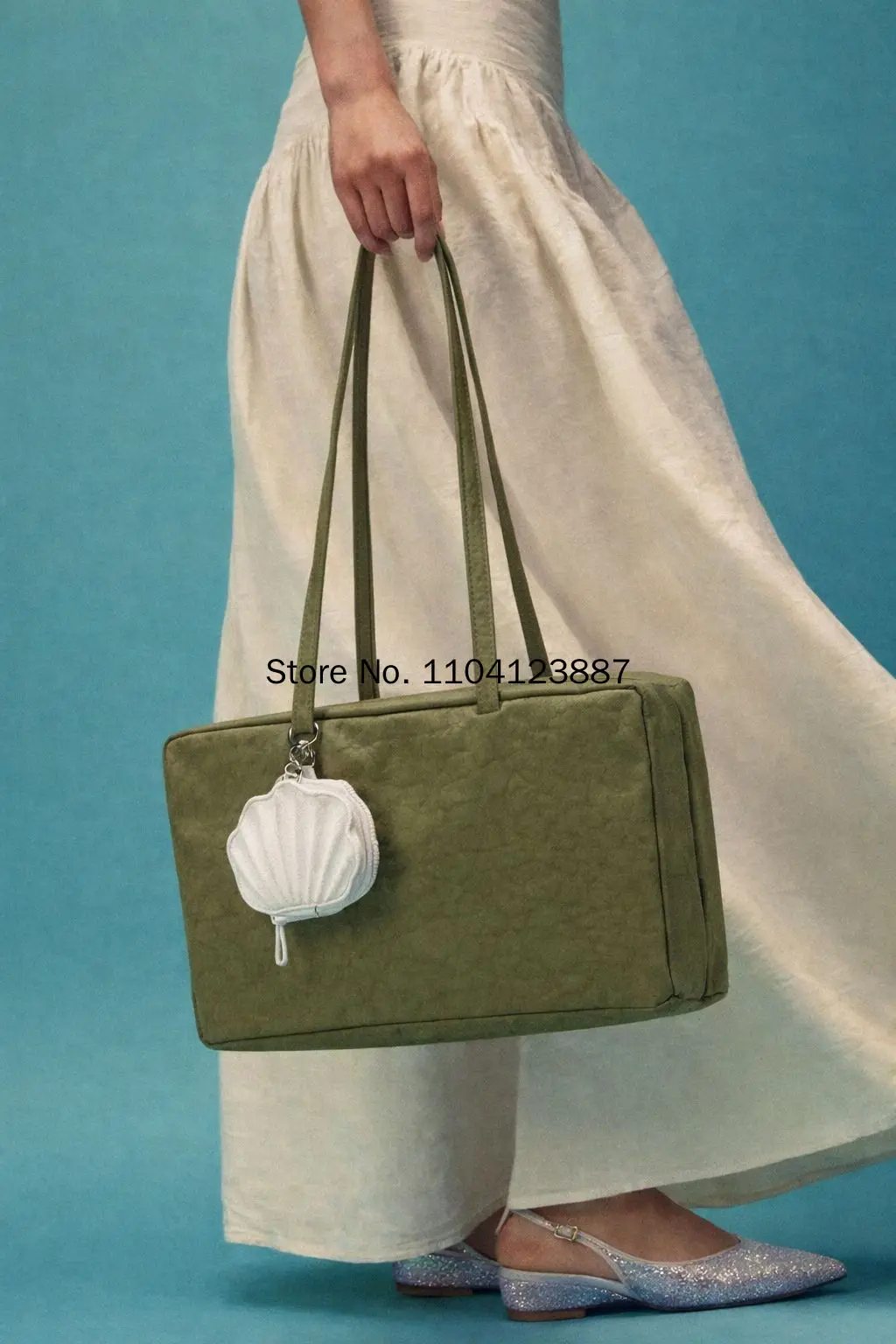 Nylon Quadratische Schultertasche Große Kapazität Canvas-Handtasche Leichte Reißverschluss-Tragetasche Tägliche Pendler-Reisetasche Aufbewahrungstasche Fitness-Geschenk – Detail 5