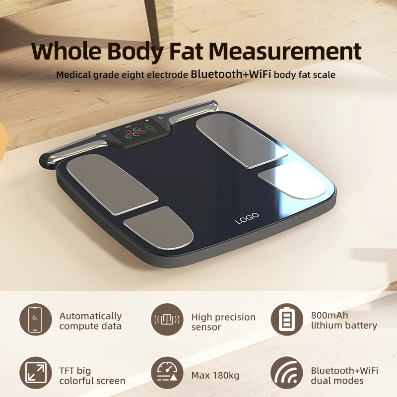 8 Electrode Medical Grade Body Composition Weighing Scale Fitness Body F/at Scale Digital Wifi Smart Scale for Body Weight