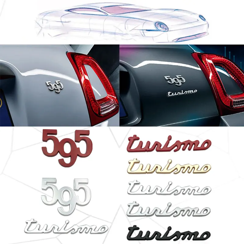 Metal 3D Car Sticker 595 Competizione Turismo Logo Emblem Badge Trunk Decal For Abarth 500 695 595 Competizione Turismo