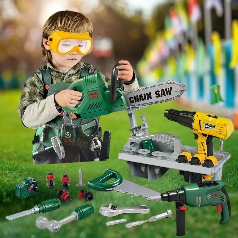 Set di utensili per trapano elettrico divertente ed educativo per bambini con suoni e azione realistici