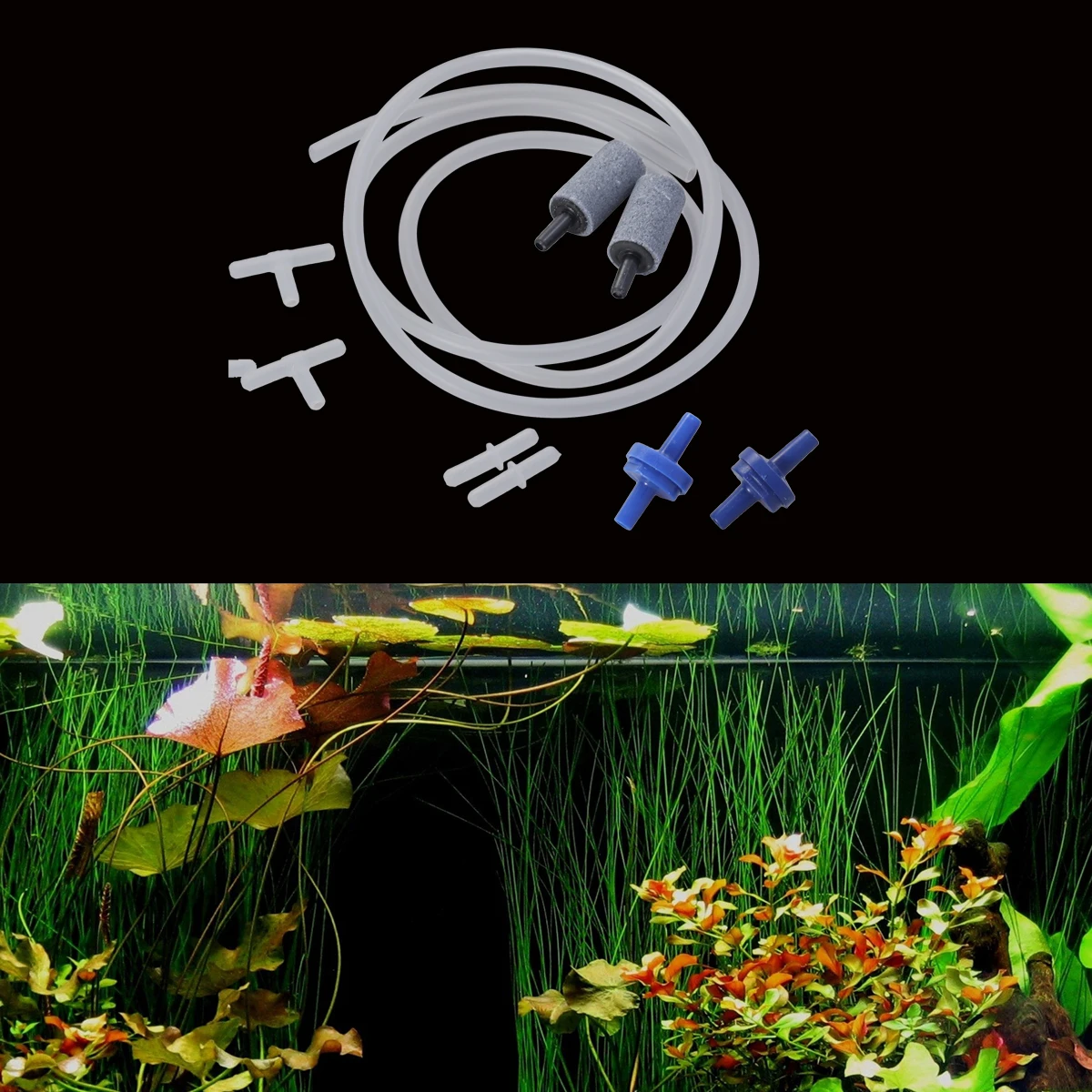 

Oxygen Tube Set Air Pump Accessories Airline Standard Tubing with Valves for Aquariums Elasticity