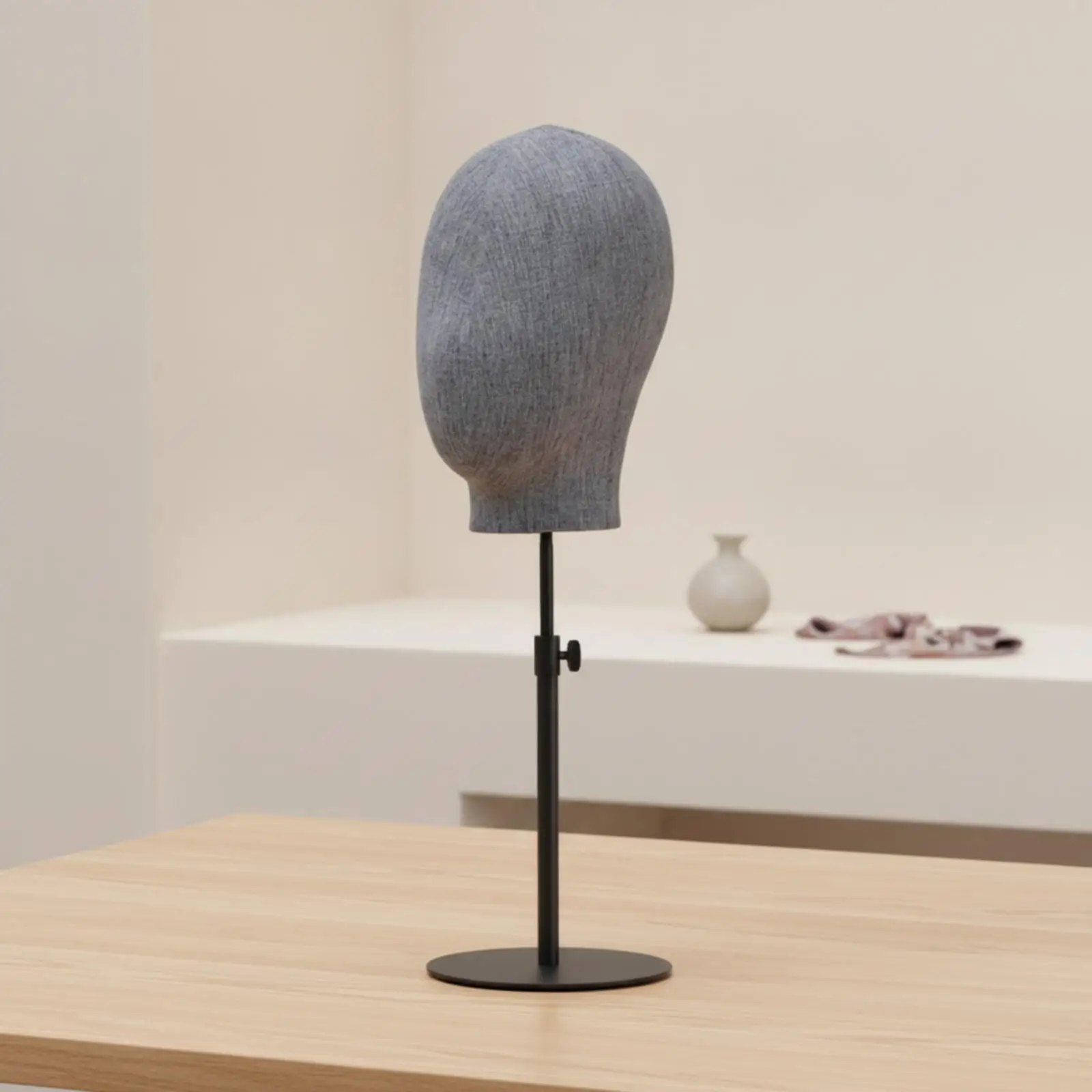Mannequin Head with Stand textileCovered Hairpiece Display Head Hat Display Stand Bamboo-Linen Professional for Retailers