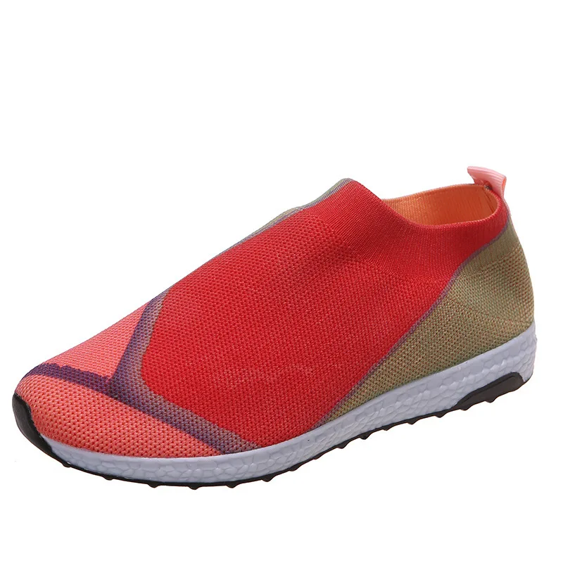 Women Sneakers Casual Shoes Breathable Mesh Platform Sneakers Women Slip on Soft Casual Single Candy Shoes Knit Sock Flat Shoes