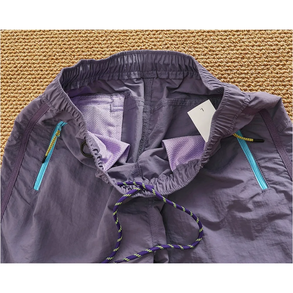 กางเกงขาสั้นแห้งเร็วกลางแจ้งฤดูร้อนสําหรับกางเกงกลางกางเกงแบรนด์แฟชั่นถนนสูงของผู้ชาย