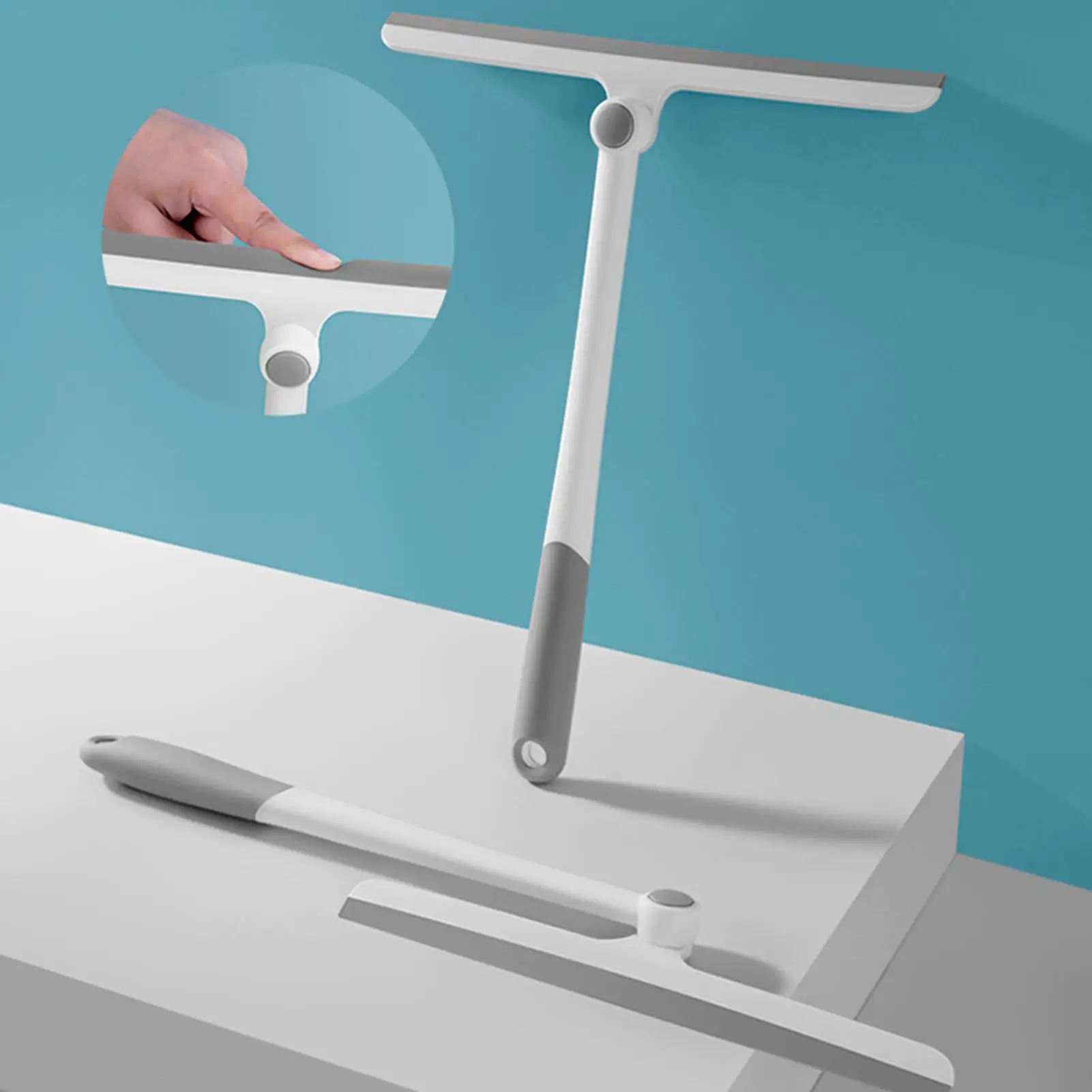 360 Degree Rotatable Shower Squeegee Glass Wiper Scraper Squeegee Cleaner With Silicone Holder Bathroom Mirror Scraper Cleaning