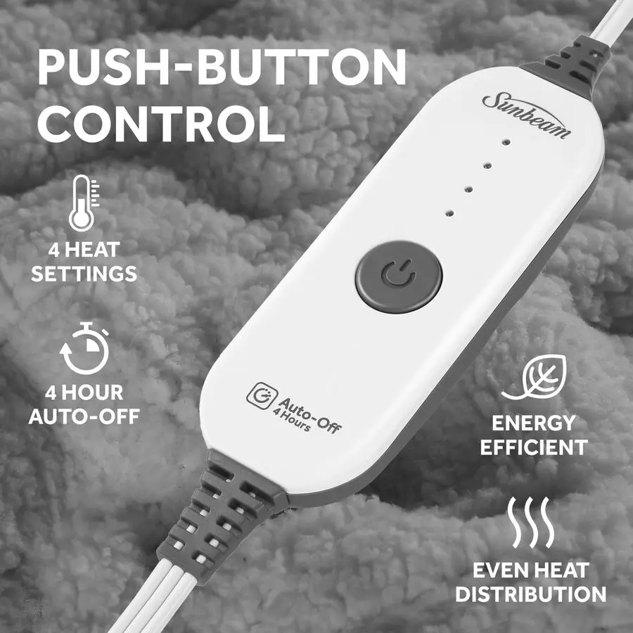 

Royal Sherpa Foot Pocket Heated Throw Electric Blanket, 50 x 60, 4 Heat Settings, 4Hour Auto ShutOff, Warming Throw for Couch or