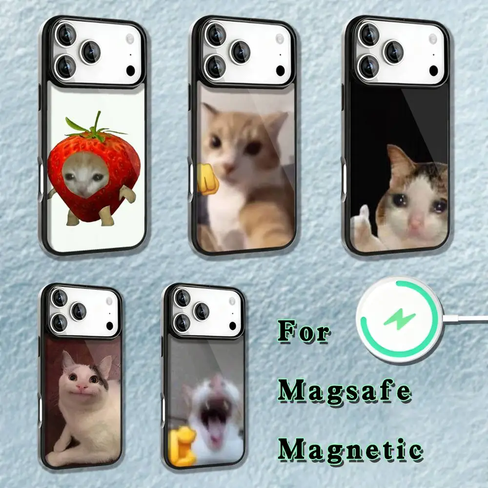 

Cat Memes Phone Case For iPhone 17,16,15,14,13,12,11,Pro,Max,Plus,Mini,SE4,E Magnetic Magsafe Wireless Charging